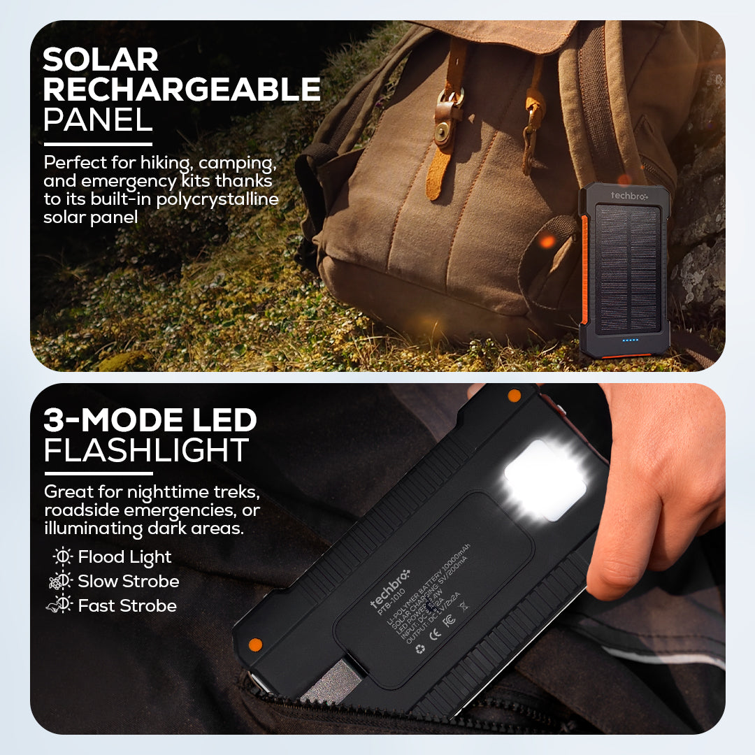 TechBro - 10,000mAh Solar Power Bank.