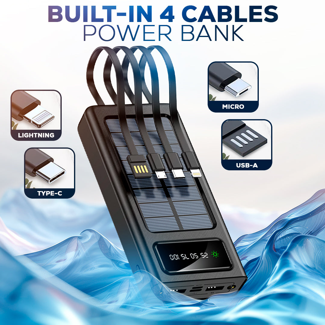 TechBro - 20,000mAh Solar Power Bank with Universal Charging Cables