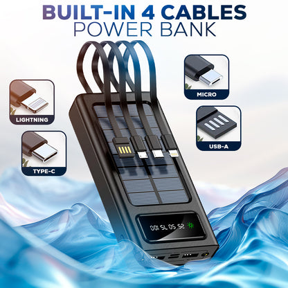 TechBro - 20,000mAh Solar Power Bank with Universal Charging Cables