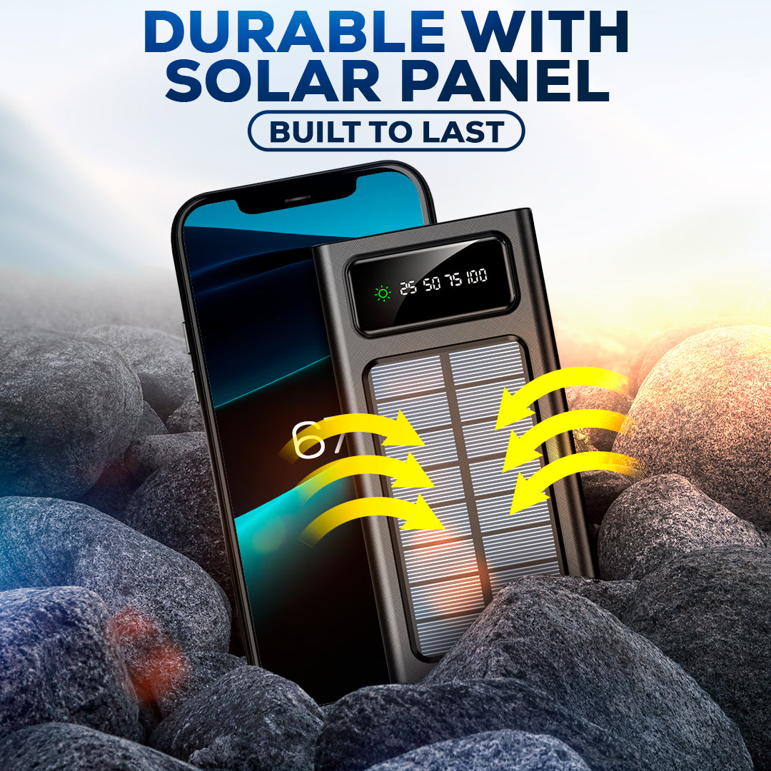 TechBro - 20,000mAh Solar Power Bank with Universal Charging Cables