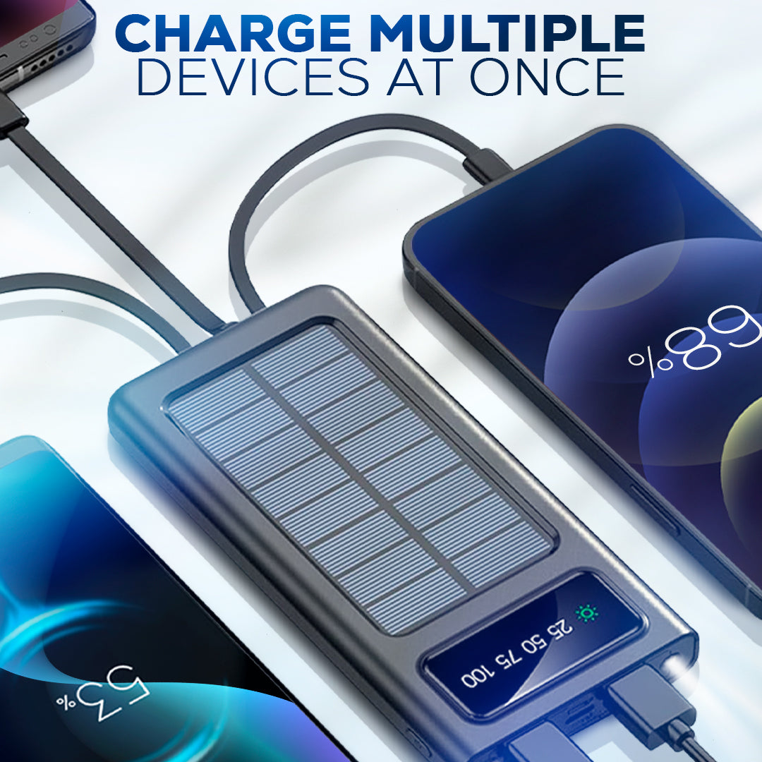 TechBro - 20,000mAh Solar Power Bank with Universal Charging Cables