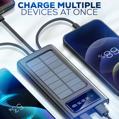 TechBro - 20,000mAh Solar Power Bank with Universal Charging Cables